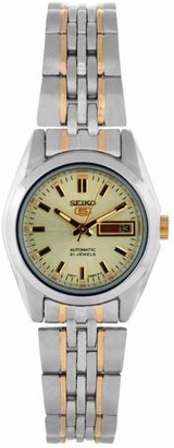 Seiko Women's SYMA37K Two Tone Stainless Steel Analog with Gold Dial Watch
