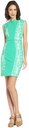 SD Collection island green and ivory lace contrast dress