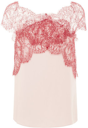 Wes Gordon Crossover Blouse With Lace Detail Rose