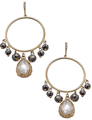Blu Bijoux Gold Crystal and Pyrite Large Teardrop Chandelier Earrings