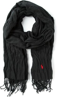 Polo Ralph Lauren creased fringed scarf
