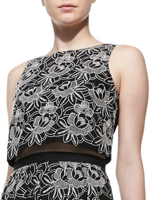Tibi Cropped Embroidered Eyelet Top