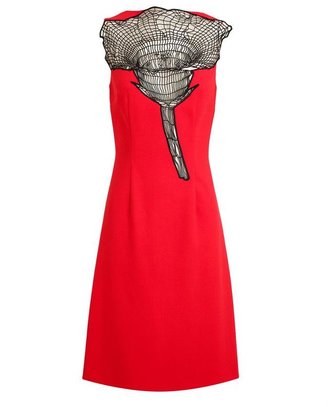 Christopher Kane Crepe Wool and Floral Swiss Lace Dress