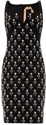 No.21 Pearl and crystal embellished wool dress