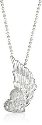 King Baby Studio Wing" 18K White Gold Winged Heart Pendant Necklace with Pave Diamonds