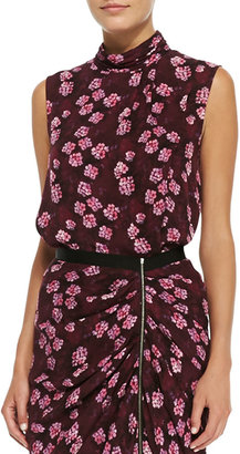 Band Of Outsiders Draped Cherry-Blossom-Print Top