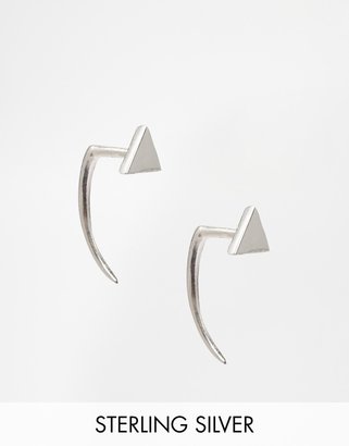ASOS Sterling Silver Triangle Spike Through Earrings - Silver