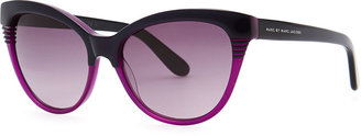 Marc by Marc Jacobs Notched-Frame Cat-Eye Sunglasses, Black/Purple