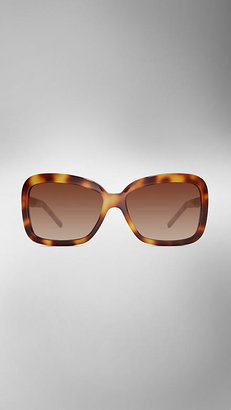Burberry Check Detail Square Frame Sunglasses