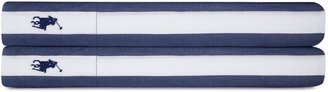 Ralph Lauren Home Club stripe navy double flat sheet