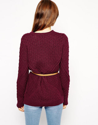 ASOS TALL Jumper In Cable Knit With Belt