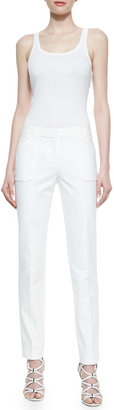Michael Kors Eva Broadcloth Utility Pants, Optic White