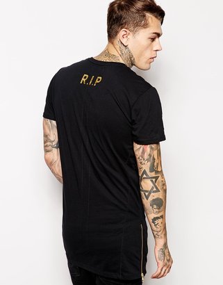 Religion Longline T-Shirt with RIP Tupac Print