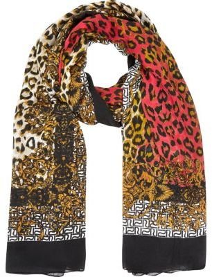 River Island Brown leopard and baroque print scarf