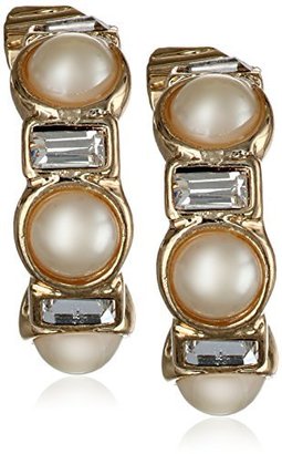 Anne Klein Uptown Girl" Gold-Tone Crystal and Simulated Pearl Clip-On Earrings
