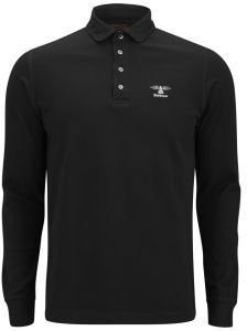 Barbour Men's Standards Long Sleeve Embroidered Polo Shirt Black
