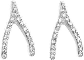 Jennifer Meyer Diamond Wishbone Stud Earrings - White Gold