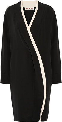 Marni Double-layered two-tone silk-crepe dress