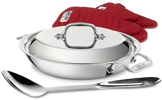 All-Clad Stainless Steel 2 Qt. All Purpose Pan w/Spoon, Mitts & Lid