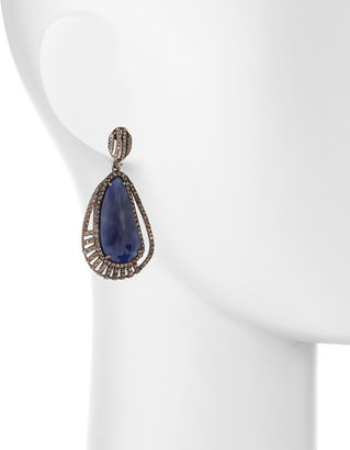 Bavna Blue Sapphire Cutout Drop Earrings