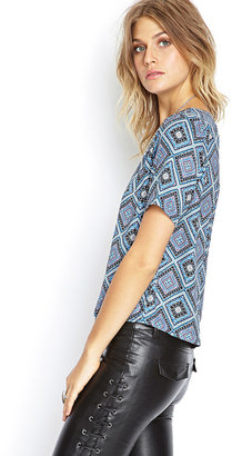 Forever 21 Boxy Ornate Geo Top