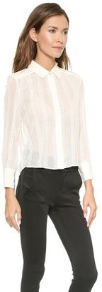 7 For All Mankind Shirred Lace Cropped Blouse