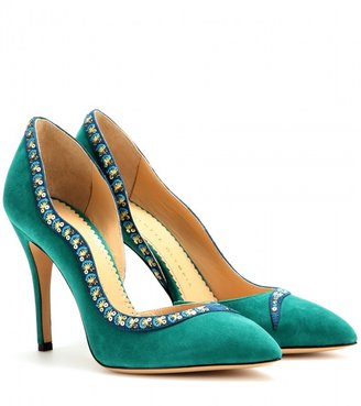 Charlotte Olympia Serpent Vamp suede pumps