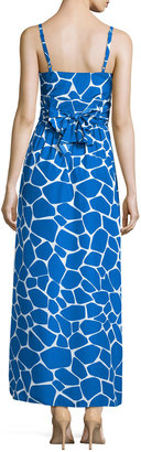 Susana Monaco Giraffe-Print pleated Maxi Dress, Sapphire