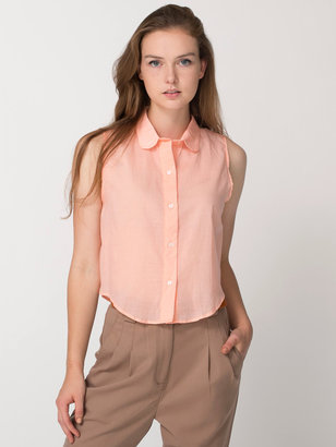 American Apparel Sleeveless Lawn Crop Button-Up