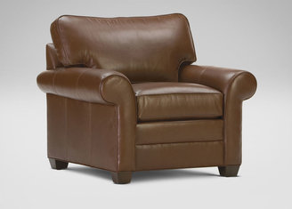 Ethan Allen Bennett In-Stock Roll-Arm Leather Chair, Devine/Acorn