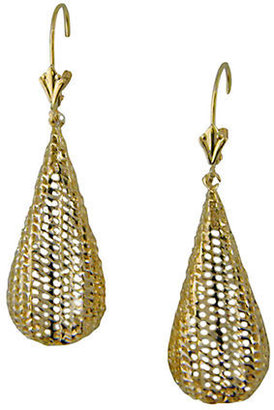 Lord & Taylor 14 Kt. Yellow Gold Textured Teardrop Earrings