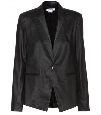 Helmut Lang Linen-blend Jacket With Leather Lapels