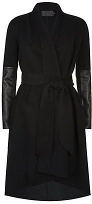 Donna Karan Leather Panelled Cashmere Coat