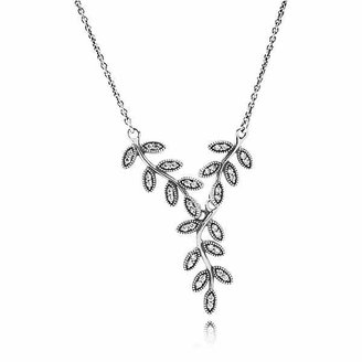 Pandora Shimmering Leaves Silver Necklace