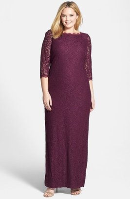 Adrianna Papell Scalloped Lace Gown (Plus Size)