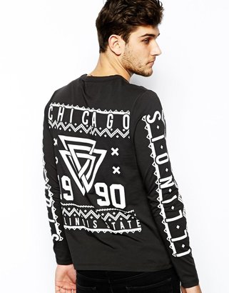 ASOS Long Sleeve T-Shirt With Chicago 1990 Print