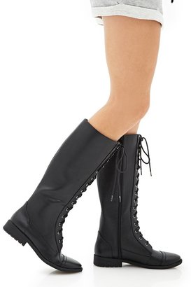 Forever 21 Lace-Up Knee-High Boots