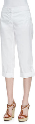Eileen Fisher Cuffed Twill Capri Pants, White