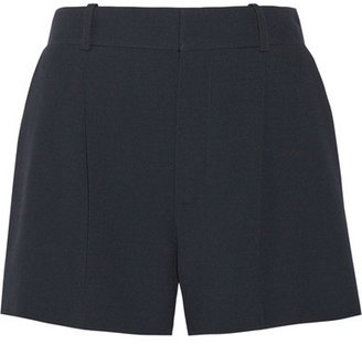 Chloé - Iconic Pleated Crepe Shorts - Midnight blue