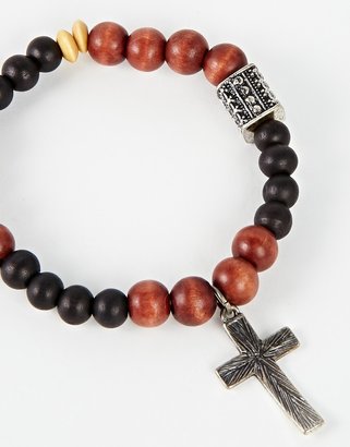Icon Brand Beaded Bracelet With Cross