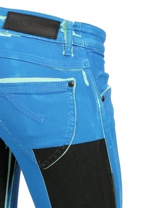 Color Block Waxed Stretch Denim Jeans