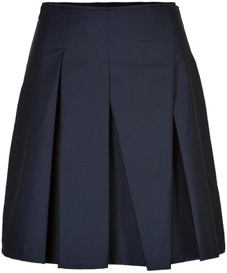 Jil Sander Navy Cotton Pleated Skirt Gr. 32