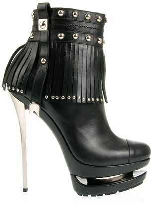 Gianmarco Lorenzi Fringed leather boots with studs