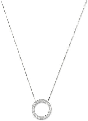 Michael Kors Pave Circle Pendant Necklace, Silver Color