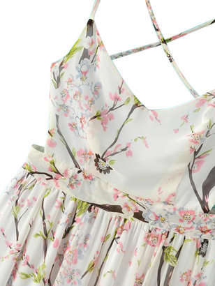 Choies Sakura Print Spaghetti Strap Backless Maxi Dress