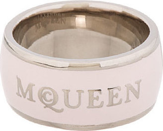 Alexander McQueen Silver & Pink Enamel Ring