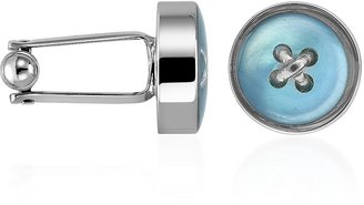 Forzieri Blue Button Mother-of-Pearl Silver Plated Cufflinks