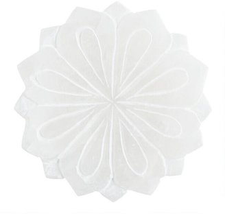 Round White Alabaster Lotus Soap Dish