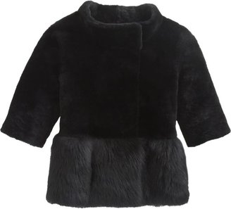 Barneys New York Short Sleeve Shearling Jacket-Black