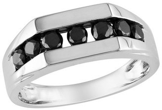 Black Diamond Men's .98 CT. T.W. Channel Setting Ring in Sterling Silver
